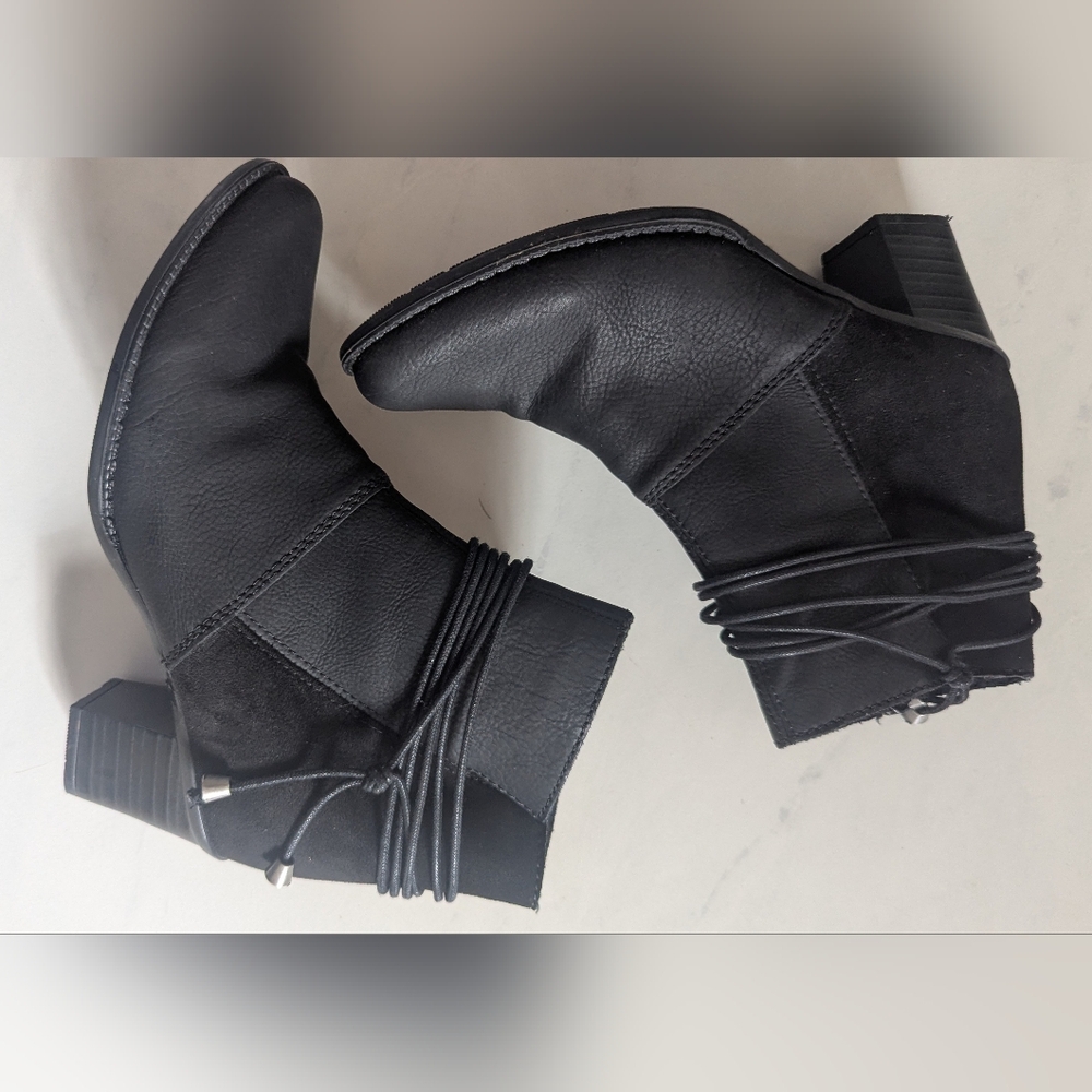 Rieker Bllack Ankle Boots with Modern Wraparound Strap